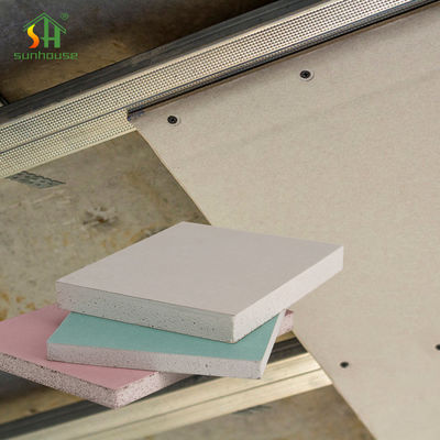 แผ่นพลาสเตอร์บอร์ดสีเขียว 9 มม. แผ่นยิปซัมแผ่นสำหรับอาคารสำนักงาน